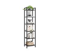 6-Tier Bookshelf ，Shelving Unit, Ebony Black + Black