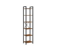 Rustic Industrial 6-Tier Bookshelf with Adjustable Feet
