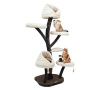 6-Tier Cat Tree, 63.8” Cat Climbing Frame with Springboard, Cat Nest and Scratching Posts, Flower-Shape Cat Tower for Homes, Pet Shops, Living Rooms (Brown and White)