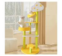 6-Tier Cat Tree with Enclosed Cat Bed Moon-Shaped Jumping Platform Thickened MDF Cat Tower Soft Teddy Fleece Covering Includes Cat Toys Jute Scratching Posts for Multi-Cat Households