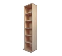 6 Tier CD Storage Rack Wooden Media Cabinet CD Storage Unit & DVD Storage Tower Organiser Living Room, Study, Office Shelf