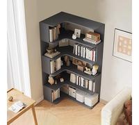 6-Tier Corner Bookshelf, Modern L-Shaped Bookcase with Anti-Drop Panel, Freestanding Display Rack for Home Office and Living Room Storage