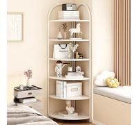 6-Tier Corner Shelf, Space-Saving Open Bookshelf, Sturdy Metal Frame for Home Office, Living Room, Bedroom Organization
