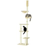 6-Tier Floor to Ceiling Cat Tree with Scratching Post, Bed, Hammock, Beige