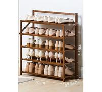 6-Tier Foldable Bamboo Shoe Rack for Closet & Entryway Sturdy Free-Standing Organizer for 20-30 Pairs No Assembly Required Space-Saving Storage Solution (70x24x75cm)