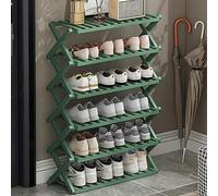 6-Tier Foldable Bamboo Shoe Rack for Indoor/Outdoor Use, Perfect Shoe nizer for Home, Camping, and More (Color: Green, Size: 70cm)