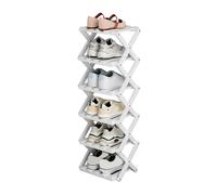 6-Tier Foldable Bamboo Shoe Rack - Sturdy Freestanding Storagefor Entryway & Closet - PortableDesign for Shoes & Accessories - White Finish