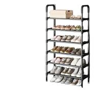 6-Tier Foldable Shoe Rack Space-Saving Metal - Black Storage Solution for Living Room Entryway or Closet - Stylish Shoe Storage System