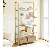 6-Tier Glass Storage Shelf, Metallic Gold