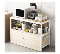 6-Tier Kitchen Shelf with Wooden Table & Metal Storage Rack for Coffee Station & Bar - 100 cm White Étagère de Cuisine nisateur