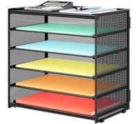 6-Tier Mesh Desk Paper Organizer Tray, Metal Paper Letter Tray Organizer, Desk File Organizer, Large Capacity Desk Organizer for Office, Home or School File Folder Organizer - Black