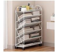 6 Tier Metal Magazine Rack with Wheels, Large Capacity Bookshelf for Classroom Office Home Study Room, Mobile and Multifunctional