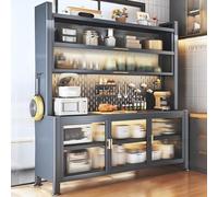 6 Tier Metal Microwave Stand & Storage Cabinet Heavy Duty 300kg Capacity for Kitchen Living Room Patio Balcony Garage & Dining Room nization