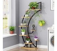 6-Tier Metal Plant Stand Rack - Modern Indoor Half Moon Ladder Shelf for Flower Pots, Multi-Layered Floor-Standing Plant Holder, Slish Home Decor Display Stand