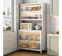 6-Tier Microwave Stand with Pegboard Accessories Sturdy Utility Shelf on Legs Kitchen n Workstation for Optimal Space Saving & Storage Solutions