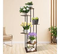 6 Tier Plant Stand Indoor Tall Metal Flower Shelf, Corner Flower Pots Holder for Multiple Plants, Wooden Tiered Plant Shelf Display Rack Flower Shelves for Living Room Bedroom Balcony Garden Patio