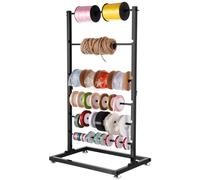 6-Tier Ribbon Holder, Large Capacity Ribbon Storage Rack, Height Adjustable Metal Spool Organizer, Countertop Ribbon Display Shelf Wrapping Paper Holder for Flower Store, Craft Room, Cake Shop