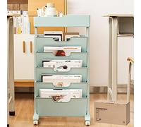 6-Tier Rolling File Cart with Lockable Wheels, White Rolling Book Cart, Mobile Desk File Organizer, Mobile Office File Organizer Cart with Open Storage Shelves for Office, Home, School