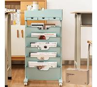 6-Tier Rolling File Cart with Lockable Wheels, White Rolling Book Cart, Mobile Desk File Organizer, Mobile Office File Organizer Cart with Open Storage Shelves for Office, Home, School