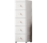 6-Tier Rolling Storage Cart Freestanding with Drawers Tall White Bathroom Cabinet for Home & Office Mobile Utility Shelf with Wheels