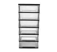 6-Tier Rolling Storage Cart with Wheels Foldable Plastic Drawer for Home Office Dorm Living Room & Desk - Versatile File Storage Solution (Black & Clear)