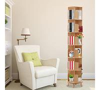6 Tier Rotating Bookshelf 360° Display Wooden Bookcase Storage Rack for Kids & Adults Corner Bookshelf for Bedroom Living Room Study Office