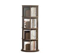 6-Tier Rotating Bookshelf, Modern Natural Wood Display Storage Rack, Freestanding Shelves with Deflector for Home, Living Room & Bedroom, 3 Layers (40x9)