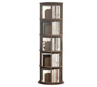 6-Tier Rotating Wooden Shelf, Modern Natural Wood Display Storage Rack, Freestanding Stand with Deflector for Home, Living Room & Bedroom (3 Layers, 40 * 9)