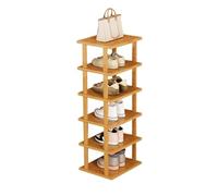 6 Tier Shoe Rack Wooden,Narrow Shoe Storage Organizer,Multi Layer Show Rack Space Saving Tall Shoe Rack Organizer for Bathroom,Living Room Entryway Hallway and Cloakroom