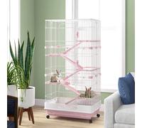 6 Tier Small Animal Cage White & Pink by Pawhut