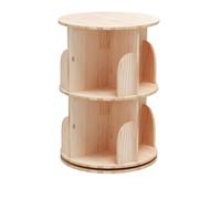 6 Tier Solid Wood Bookcase 360° Rotating Floor Shelf Picture Book Storage Living Room Display Cabinet Space Saving Wall Unit Stylish Home Decor