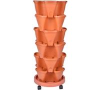 6 Tier Stackable Planter for Strawberries Herbs Flowers & Vegetables 3D Four Petal Design with Removable Tray for Home Garden Space Saving Vertical Gardening Solution
