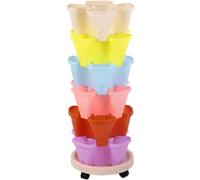 6-Tier Stackable Planter for Strawberry, Herb, Flower & Vegetable - Versatile 3D Design with Removable Tray for Home, Garden, Lawn & Backyard Gardening