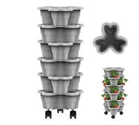 6-tier Stackable Strawberry Planting Tower, Weatherproof Vertical Plant Tower With Wheels, Space-saving Vegetable Planter For Balconies Patios Greenhouses Indoor Gardens And Raised Beds