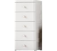 6-Tier Storage Cart with Casters Tall White Bathroom Cabinet Freestanding Drawer Unit for Home & Office Space-Saving Storage Solution
