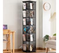 6 Tier Swivel Bookcase with Detachable Bookends Corner Storage Display Shelf for Home Office Living Room & Bedroom Stylish Space Saving Bookshelves for nizing Books and Decor