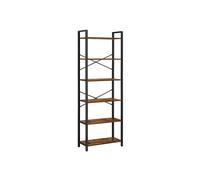 6-Tier Tall Bookshelf, Rustic Brown+black / 30 x 66 x 186 cm