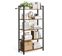 6-Tier Tall Bookshelf, Rustic Brown+black / 5-Tier (30D x 80W x 153H cm)