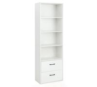 6-Tier Tall Bookshelf Wooden Organizer Storage Bookcase with 2 Drawers