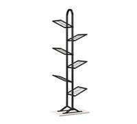 6-Tier Tall Corner Bookshelf, Narrow Free-Standing Bookcase, Space-Saving Storage Unit, Modern Industrial Black Wood for Living Room & Office Decor