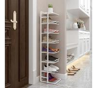 6-Tier Tall Narrow Shoe Rack - Metal Corner Shelf Tower Free-Standing Cabinet for Entryway & Bedroom Space-Saving Design White Finish nize Shoes Efficiently
