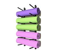 6-Tier Wall Mount Yoga Mat Rack - Space-Saving Metal Storage Solution for Home & Gym, Durable Roller Design for Easy Access & Organization