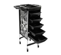 6 Tiers Beauty Trolley, DSYOGX Hairdressing Trolley on Wheels, Salon Barber Storage Drawer Storage Cart with 5 Drawers, for Beauty Salons, Barber Shops, Black