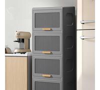 6 Tiers Storage Boxes Stackable , Cabinet Stackable Storage Bins with Flip Type Door and Stackable Storage Boxes Easy Assembly for Home Bedroom Kitchen,Party, Office, Dorm,40*30*156cm,Grey