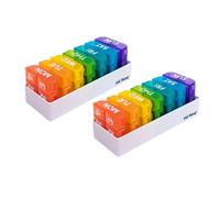 6 Times a Day, 7 Day Large Weekly Pill Organizer with Holder Tray, Vitamin, Medicine Box, Multicolor with Medical Alert Card (6X a Day - 2 Pack)
