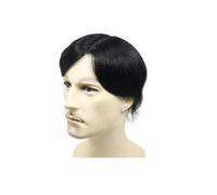 6" Toupee Hair, Breathable Silk Base Men's Wig,Realistic Double Lace Hairpiece Human Hairs Asian Style for Daily Use(14x19cm)