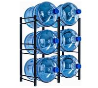 6 Tray Water Jug Storage Rack for 5 Gallon Water Cooler Bottles Heavy Duty Carbon Steel nizer Stand for Home Office Kitchen Warehouse Black