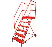 6 Tread HEAVY DUTY Mobile Warehouse Stairs Punched Steps 2.35m Safety Ladder