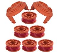 6 Trimmer Spool Lines 2 Spool Cover Caps Compatible with Worx 20V Grass Trimmers and WG180 WG163 WG175,1.65mm x 3m Double Autofeed Spool Wire Replacement