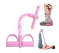 6-Tube Pedal Resistance Bands With Handle, Elastic Yoga Tension Rope, Multifunctional Pedal Resistance Band, Full Body Exercises Equipment (Pink)